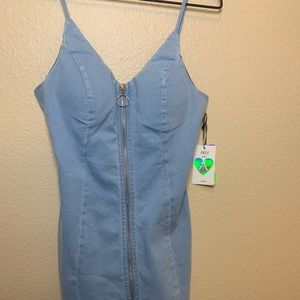 Denim Body-con Zipper Dress SIZE S